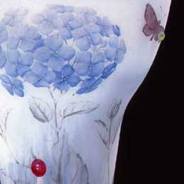 ドーム　蝶・紫陽花文花器